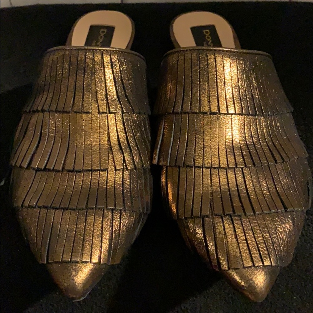 Beautiful DKNY Gold Fringe Mules